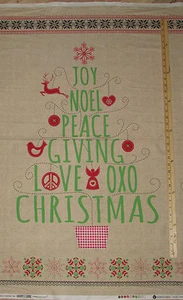 Nordic Christmas Rustic Primative Tree Joy Noel Peace Fabric 23" Panel #41314P-X - Picture 1 of 2
