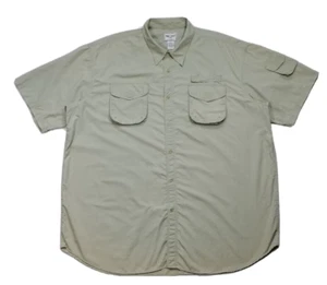Fox Fire Men Size 3XL Light Green Fishing Button Shirt Short Sleeve Pocket Nylon - Picture 1 of 12