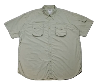 Fox Fire Men Size 3XL Light Green Fishing Button Shirt Short Sleeve Pocket Nylon - Image 1 of 4
