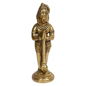 Brass Hanuman Ji Statue Bajrangbali Idol Home Entrance Temple Pooja 5 Inch - Picture 1 of 5