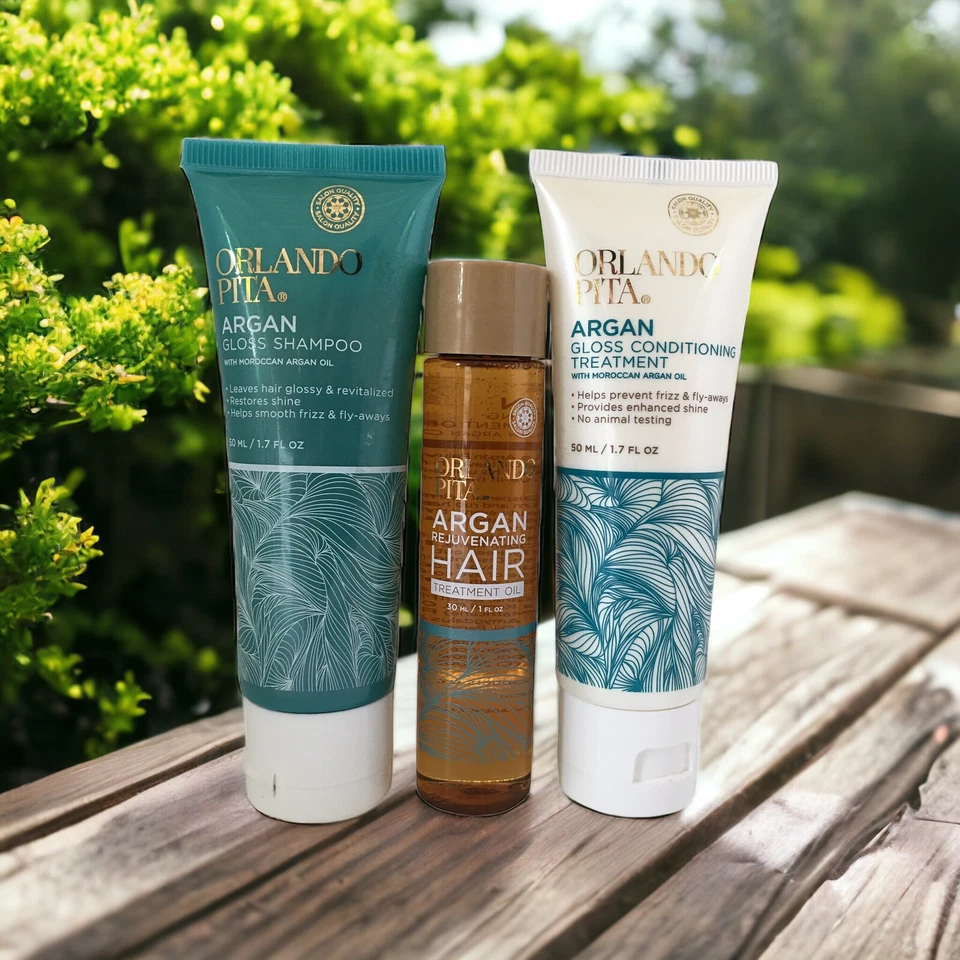 ORLANDO PITA Argan Rejuvenating Hair Treatment Oil +Gloss Shampoo + Conditioning - Image 1 of 4