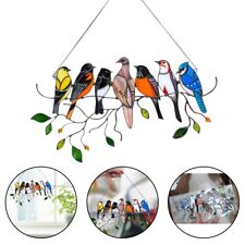 Birds On The Branches Stained Glass Double-sided Glass Panel Hanging Decoration