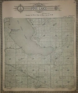 1912 Map OTTER TAIL Co., MINNESOTA ~ PINE LAKE Twp. w/ PERHAM Twp. on Reverse - Picture 1 of 4