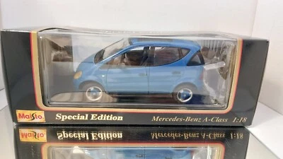Maisto 1:18 Mercedes Benz 140A classe A 1997 blu in scatola - Immagine 1 di 4