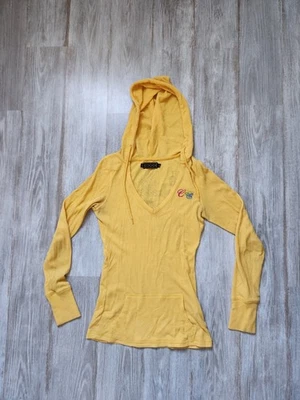 Sudadera con Capucha de Colección Coogi Ligera Tejida Waffle Amarillo Estrás Kangroo Bolsillo Talla M Foto 1 de 4