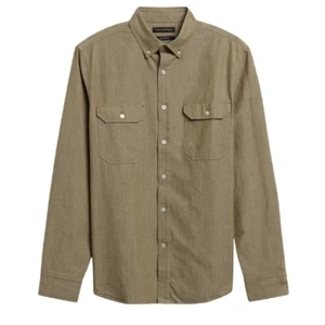 Banana Republic Herren Xlarge Untucked Standard-Fit Chambray Hemd Washed Olive - Bild 1 von 13