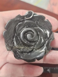 Black Jadeite Rose Pendant - Picture 1 of 3