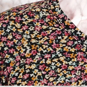 Kim & Cami Womens Medium Multicolor Floral Top Short Puff Sleeves Stretch  GG - Picture 1 of 6