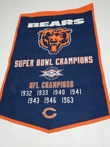 Chicago Bears NFL Wool Banner 37x23 Super Bowl Champions Wall Decor Winning - Picture 1 of 9