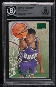 BAS 1996 Skybox Premium Emerald Ray Allen #E1 BGS Authentic Rookie Auto RC HOF - Picture 1 of 3