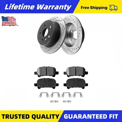 Ceramic Brake Pads Rear Drilled Rotors for 2000 2001 2002 - 2004 Toyota Avalon - Image 1 of 4