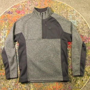 Spyder Core Sweater Pullover Mens L Gray Black Half Zip Performance Ski Outdoors - Picture 1 of 10
