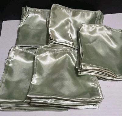 100 Silky SATIN 17½×17½" Wedding NAPKINS Sage Green Party Table Linens Catering  - Image 1 of 4