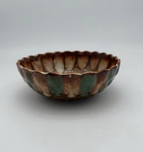 Dryden Pottery Bowl Marked on the bottom Bubbles Brown And Green Glazed - Picture 1 of 6
