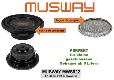 MUSWAY MWS822 FLAT subwoofer 20 cm (8") woofer piatto watt incl. griglia - Immagine 1 di 4