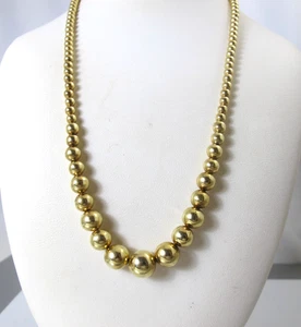 Ross Simons Italian 18K Gold over Sterling Silver 925 Graduated Bead Necklace - Picture 1 of 8