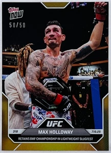 Max Holloway 2025 Topps Now UFC Retains BMF Championship Gold Foil #50/50 - Picture 1 of 2