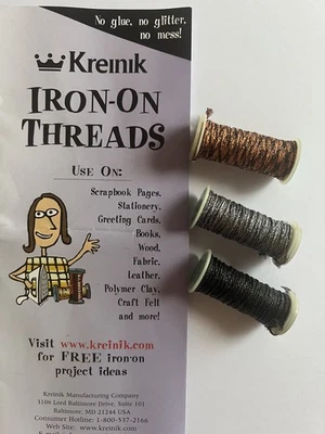 Kreinik Metallic Fusible Iron-on Thread Assorted Spools 3x Lot - Image 1 of 4