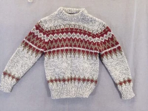 Harbor Side sweater Child 4 gray Burgundy fair isle Pullover boy - Picture 1 of 14