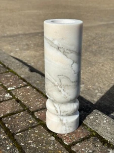 Cylindrical Natural Pure Foundation Marble Vase White Grey - 30 cm Home Decor - Picture 1 of 7