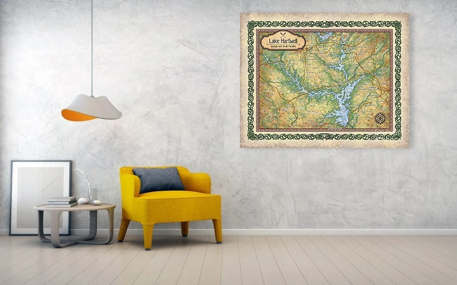 Póster con impresión artística de Lake Hartwell, Georgia Lakes decoración de pared regalo sin marco ~ envío gratuito Foto 1 de 3