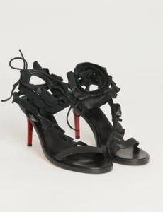 Isabel Marant Black Leather Ruffle Tie Detail size 37 Italy - Picture 1 of 17