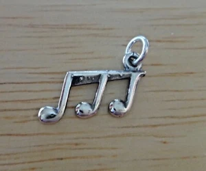 Sterling Silver Small 16x10mm Triple Music Notes Charm - Picture 1 of 3