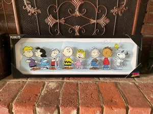 Lrg NEW Pop Creation Peanuts Gang Glass Wall Art Framed Snoopy 30x10x1 Inches - Picture 1 of 9