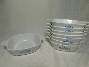 Set of 8 Corning Blue Cornflower Petite Pans, 1¾ Cup P-41-B Casserole - Picture 1 of 4