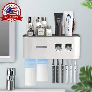 Porta Cepillos De Dientes Organizador Para Baño Accesorios Dispensador Pasta NEW - Picture 1 of 8