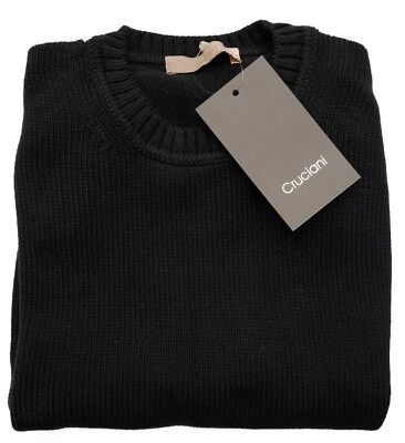 NUEVO CON ETIQUETAS CRUCIANI Chaleco Suéter Tejido Piqué Cuello Redondo Algodón Negro S (EU 48) Foto 1 de 4