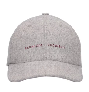 Brunello Cucinelli Wool Cap Leather Baseball Cap Hat New S - Picture 1 of 12