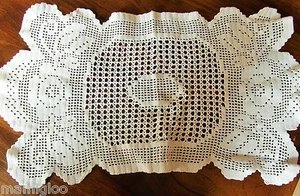  NAPPERON ANCIEN  coton blanc CROCHET 53cmx28 cm @@OLD - Picture 1 of 1
