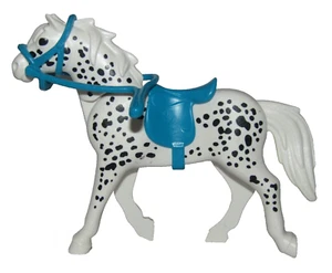 Playmobil White horse black spots with blue saddle - C21 - Picture 1 of 4