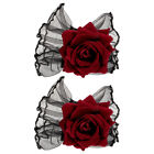  Dark Lolita Lace Wrist Cover Burgundy Rose Dress Sleeve Bracelet