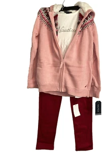 Nautica 3 Piece Girls Hooded Jacket, Pants & Shirt Set, Pink, 8 - Picture 1 of 5