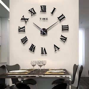 Modern 3D DIY Large Number Mirror Wall Sticker Big Watch Art Clock Home Decor US - Picture 1 of 12