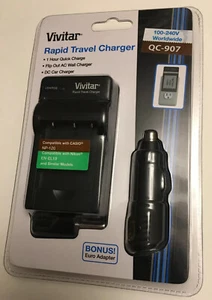 Vivitar Rapid Travel Charger w/Car Charger & EU Adapter for Digital Camera Batt - Picture 1 of 7