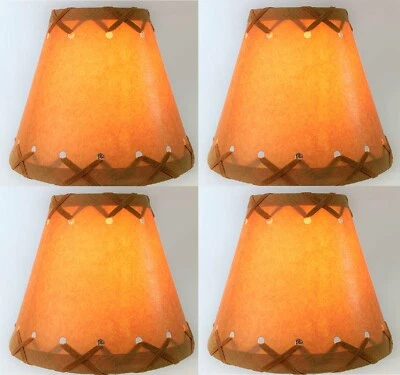 4 Pack 6" inch Candelabra Bulb Clip Rustic Table Light LAMP SHADE X-Laced Cone - Image 1 of 4