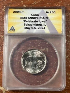 ANACS SAMPLE SLAB 2004-P Iowa State Quarter - Central States 85th Anniversary - Picture 1 of 2