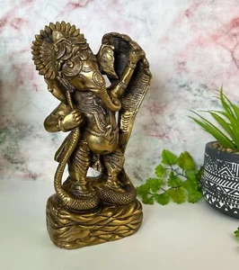Ganesh Statue | Adorable Vintage Lord Ganesha Dancing On Sheshnag - 9.5" Tall - Picture 1 of 10