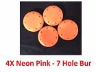 4X Neon Pink Round Magnetic Dental Bur Block Holder Station Plastic 7 Holes New