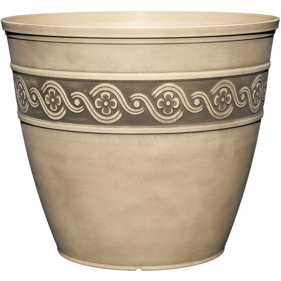 Classic Home and Garden 9411d-060 Corinthian Round Planter 10" Ivory Ash