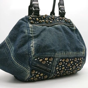 Diesel DIVINA Small Tote Bag Shoulder Bag Denim Studs JAPAN - Picture 1 of 10