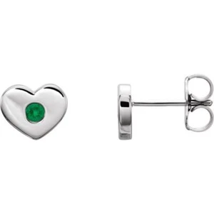 Pendientes de corazón de esmeralda natural en platino - Imagen 1 de 2