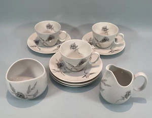 Rosenthal Continental China Raymond Loewy Jet Rose Cups Saucers Jug Sugar Bowl - Picture 1 of 14