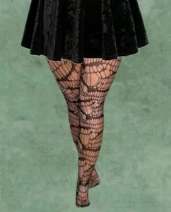 New TWO Pairs Gothic Punk Black Bat Fishnet Net Mesh Tights PLUS SIZE XL/2XL - Bild 1 von 10