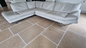Large Natuzzi beige leather corner sofa used good condition