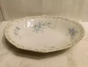 Antike KPM Porzellan 13"L. Oval Blau Blumen Servierschale, Grün Zepter Marke - Bild 1 von 7
