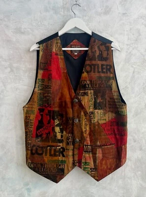 Vintage INDIAN SPIRIT Patchwork Echt Wildleder Leder Western Indie Weste L - Bild 1 von 4